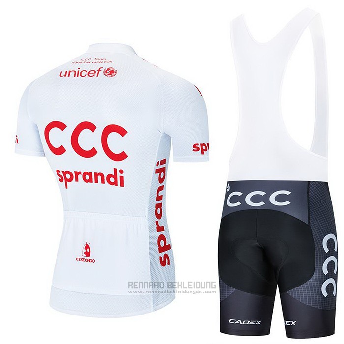 2021 Fahrradbekleidung CCC Team Wei Trikot Kurzarm und Tragerhose